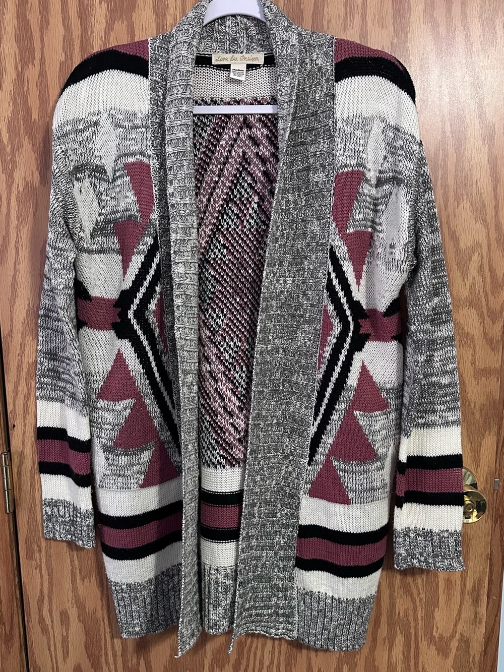 Love By Design Open-Front Southwest Aztec Geometric Cardigan Sweater Size Medium